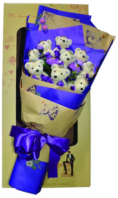 Buy R K Flora Cart Fabric Teddy Bear Bouquet (15 Cms x 34 Cms x 72 Cms ...