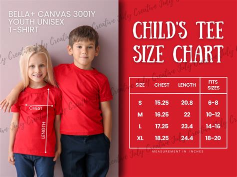 Bella Canvas 3001Y Size Chart | Youth Kids Jersey Shirt Size Guide ...