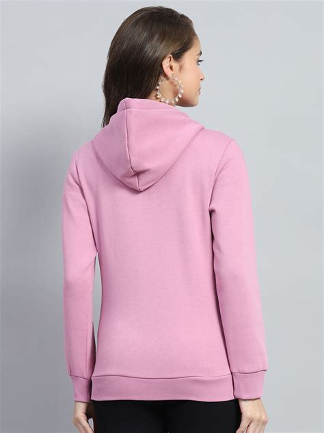Buy Women Pink Solid Hooded Full Sleeve Sweatshirt Online in India ...