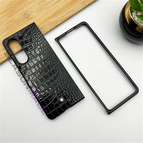 Samsung Galaxy Z Fold 7 Croc Pattern MB Logo PU Leather Case Cover ...
