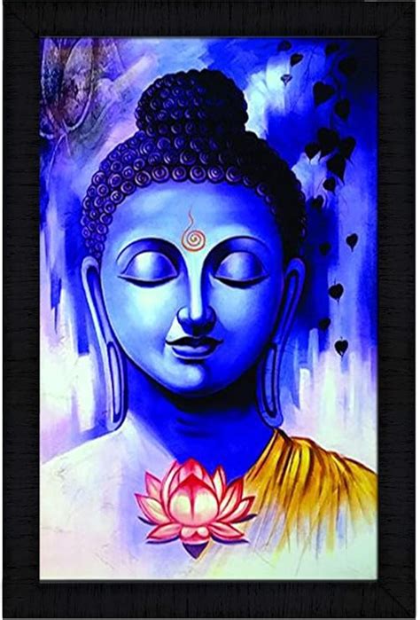JSOnline Synthetic Wooden Framed UV Digital Print Matte Textured Buddha ...