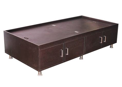 Caspian Furniture Engineered Wood Bed with Legs and Sorage/Coffee Brown ...