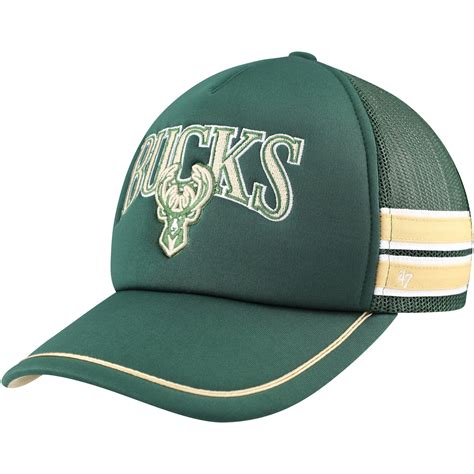 Men's Milwaukee Bucks '47 Hunter Green Sidebrand Stripes Trucker ...