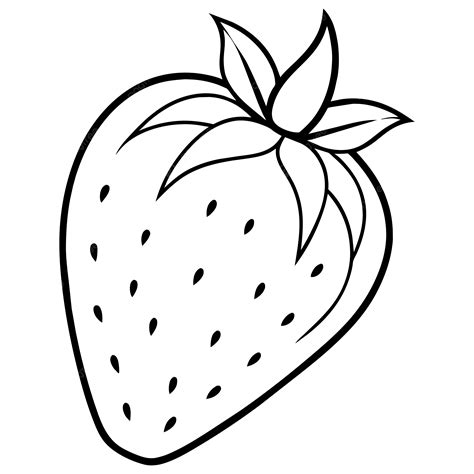 Simple Strawberry Black And White Coloring Page For All Ages Vector ...