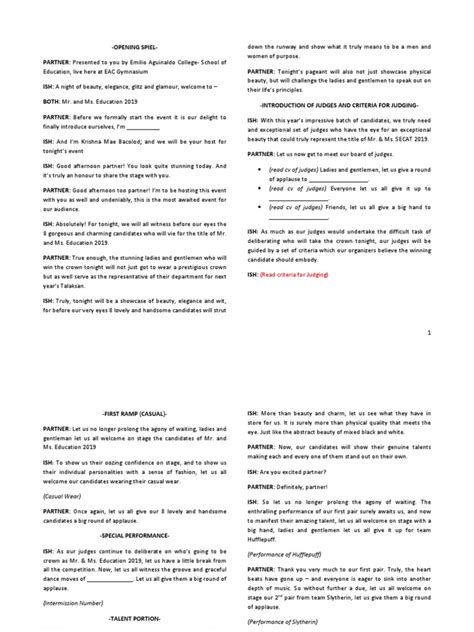 Image result for Host Script for Pageant