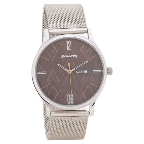 Buy Online Knot Brown Dial Stainless Steel Strap Watch for Men ...