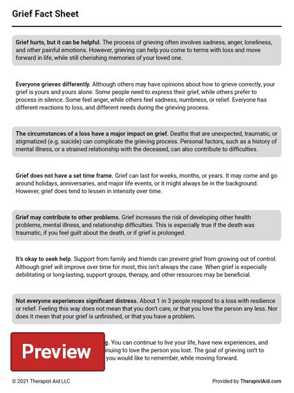 5 stages of grief therapist aid