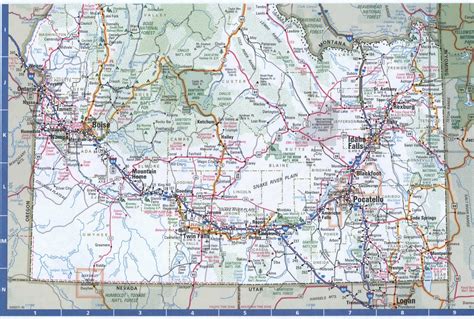 Idaho detailed roads map.Map of Idaho with cities and highways.