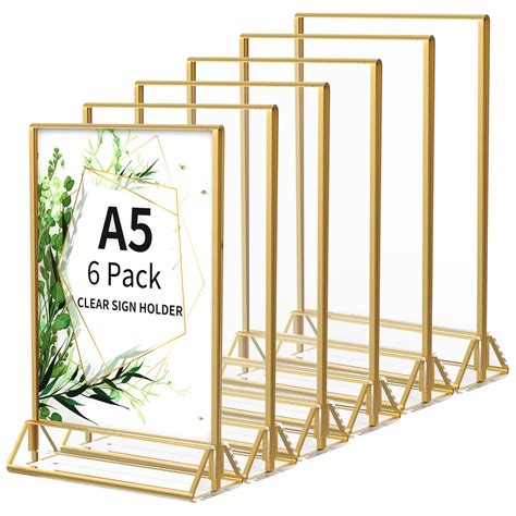 Double Sided Acrylic Frames 36-Pack Gold Acrylic Sign Holders 4x6 Inch ...