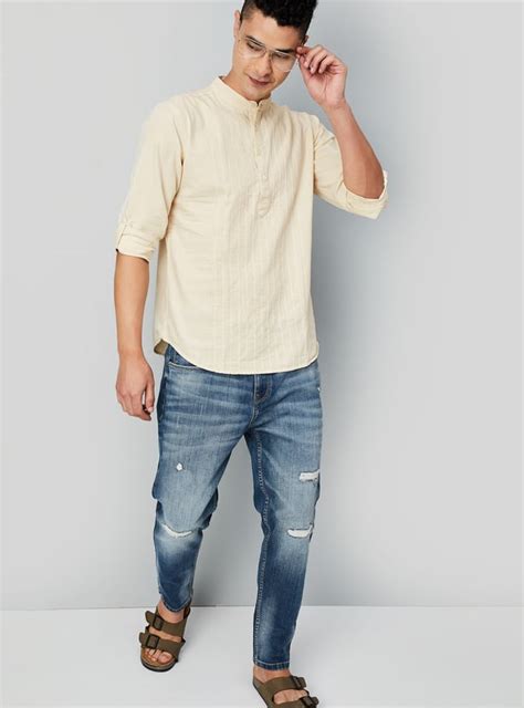 Buy Men Pintuck Detail Short Kurta Online at just Rs. 799.0 ...