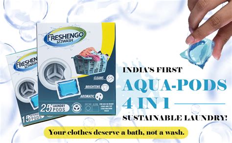 FRESHENGO 123Wash Aqua 3 Benefits in 1 Chamber Laundry Pods 33 Units of ...