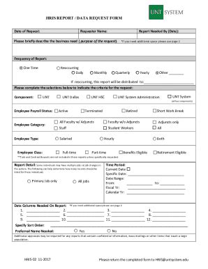 Fillable Online HRIS Query Request Form10.05.17 - for PDF Fax Email ...