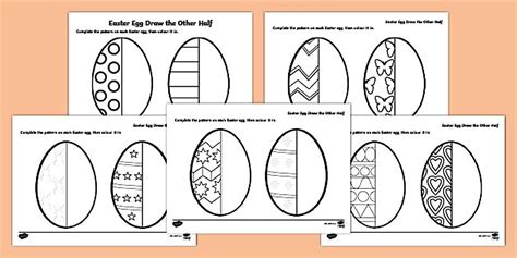 Easter Egg Draw the Other Half Worksheets - Twinkl - KS1t