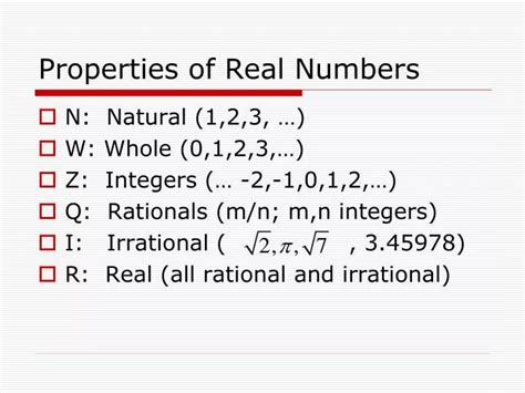 Image result for Real Numbers Properties