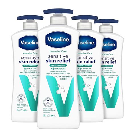 Amazon.com : Vaseline Intensive Care Body Lotion 4 Count Sensitive Skin ...