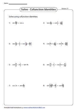 Image result for Cofunction Identities Worksheet.pdf