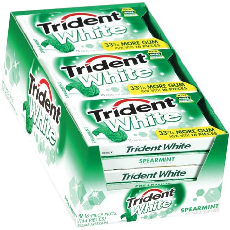 Trident White Sugar-Free Spearmint Gum, 16 Pieces, 9 Count - Walmart.com
