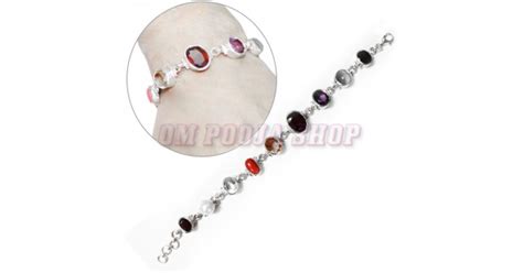 Navratna Bracelet in 925 Pure Silver with Nine Gemstone for Navagrah