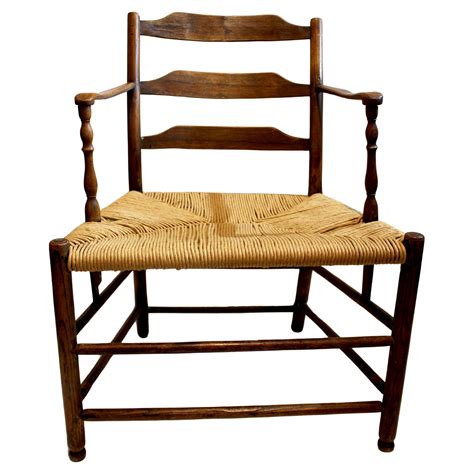 Early 19th Century Country French Ladder-Back Arm Chair For Sale at 1stDibs
