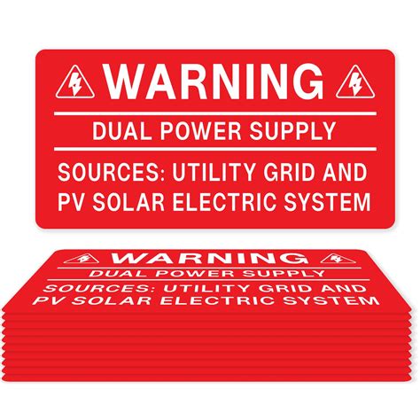 Buy 10PCS Solar Label Pack, Joyful 4 X 2Inch,Warning-Dual Power Supply ...