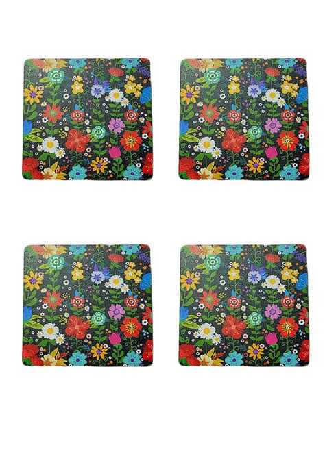 Get Square Floral Wooden Coaster Set of 4 at ₹ 494 | LBB Shop