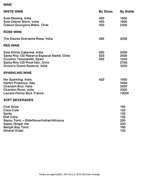 Menu at Tamil Table, Assagao