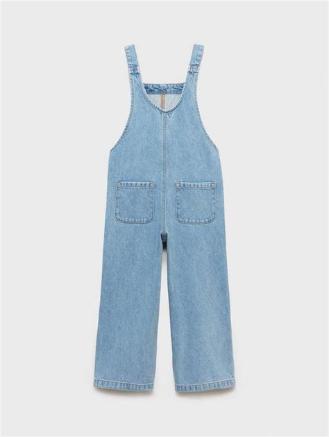 Mango Kids' Boston Denim Straight Leg Dungarees, Open Blue