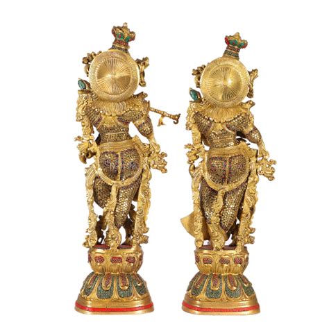 Brass Radha Krishna Double Meenakari 30 Inch | Budhshiv.com