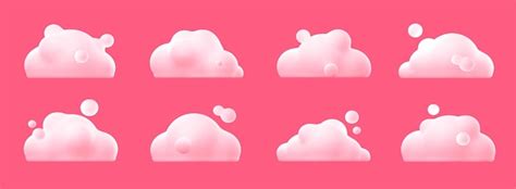 Einfache 3D-weiße, flauschige Wolken auf rosa Hintergrund | Kostenlose Foto
