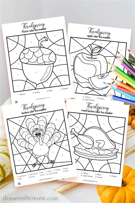 Free Printable Thanksgiving Color By Number - Draw Craft Create