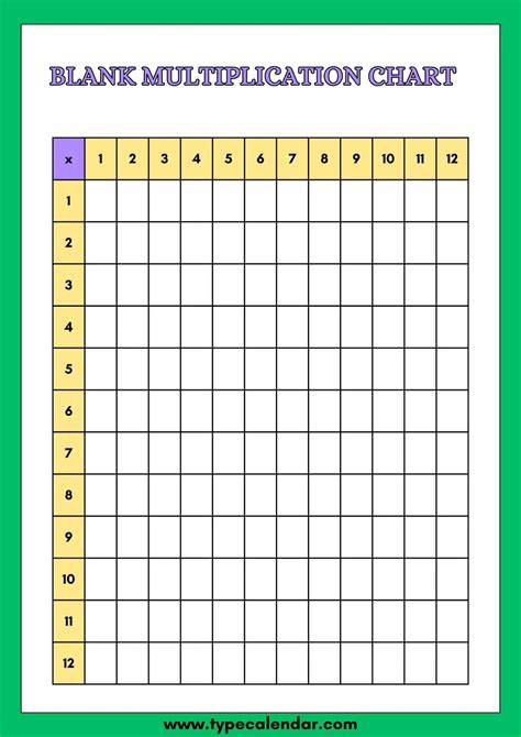 Free Printable Multiplication Chart Templates [PDF] Blank Example
