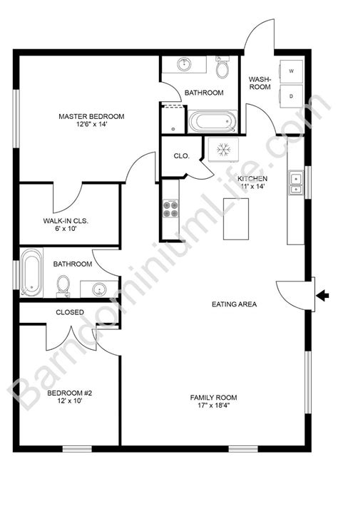 11+ Favorite 2 Bedroom Barndominium Floor Plans | Cottage floor plans ...