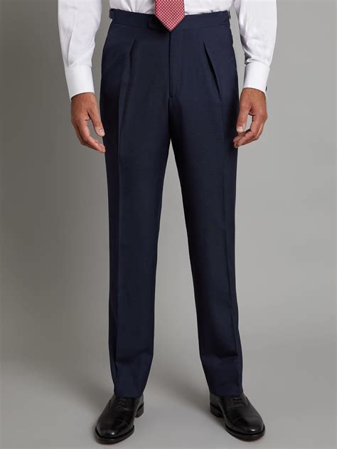 Pleated Suit Trousers - Plain Navy | Men's Suit Trousers | Oliver Brown ...