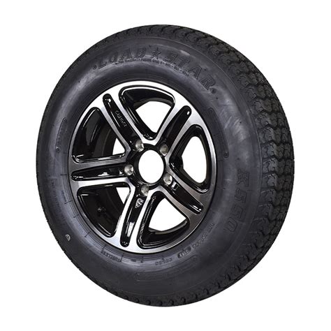 ST205/75D14 Loadstar Trailer Tire LRC on 5 Bolt Aluminum T09 Trailer Wheel