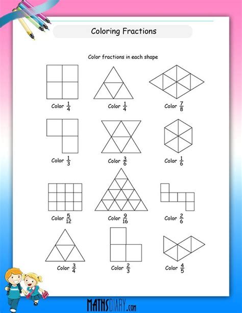 Image result for Math Coloring Worksheets Fractions