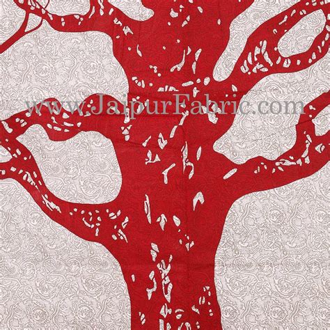 Red Border Light Cream base Big Tree Pattern Super Fine Cotton Double ...
