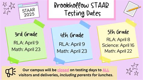 Spring 2025 STAAR Testing Dates | Brookhollow Elementary