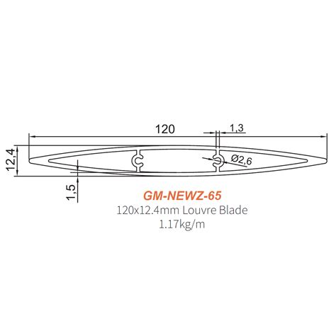 120 x 12.4 x 1.5mm Fusiform Blade Louvre 5.97M - SD ALUMINIUM
