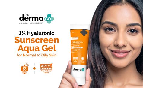 The Derma Co 1% Hyaluronic Sunscreen Aqua Gel SPF 50 PA ...