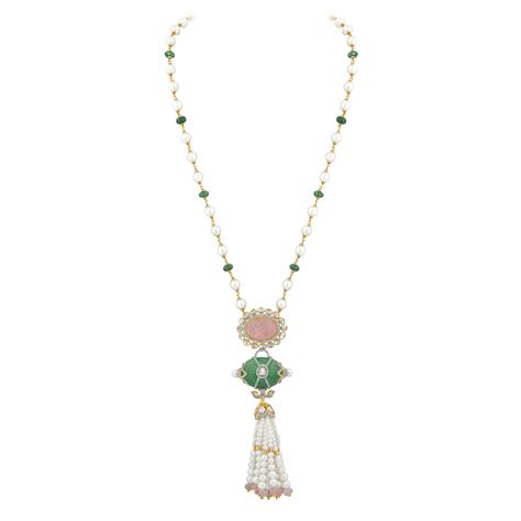 Emerald Morganite And Russian Polki Necklace by Mohar Fine Jewellery