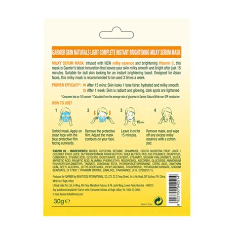 Garnier Skin Naturals Light Complete, Face Serum Sheet Mask, Yellow, 32 ...