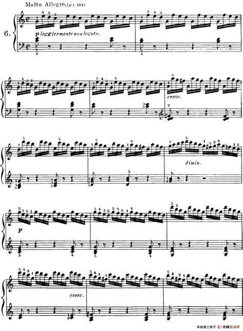 40首车尔尼Op.299钢琴快速练习曲钢琴谱（NO.6）_器乐乐谱_中国曲谱网