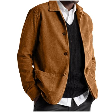 WXLWZYWL Men's Corduroy Shirt Jacket Lapel Collar Button Down Corduroy ...