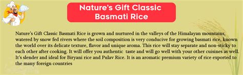 Nature's Gift Classic Basmati Rice| Splendid Taste and Aroma| Naturally ...