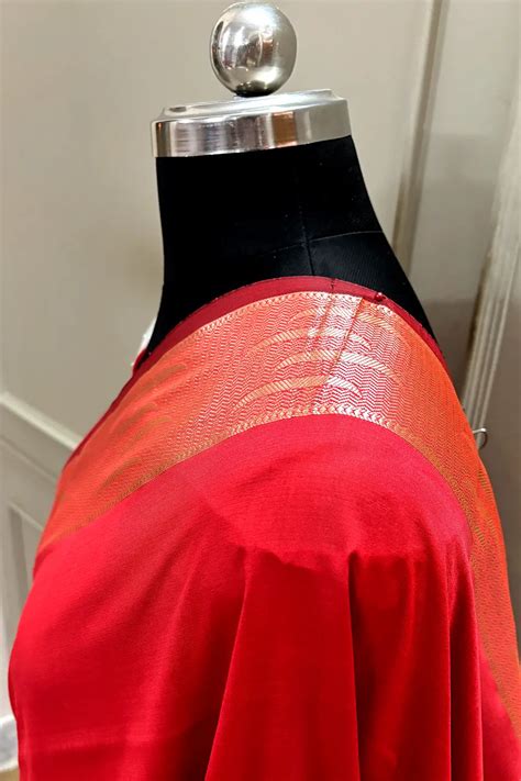 Red Kalyug Plain Semi Katan Silk Banarasi Saree – Mohsin Textiles