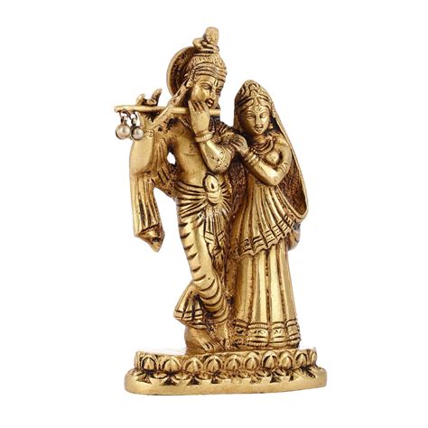 Buy Superfine Brass Radha Krishna Idol - 6 Inch Statue - Budhshiv.com