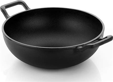 EUGOR Now in India Cast Iron Pre-Seasoned Cast Iron Kadai/Kadhai 26 cm ...