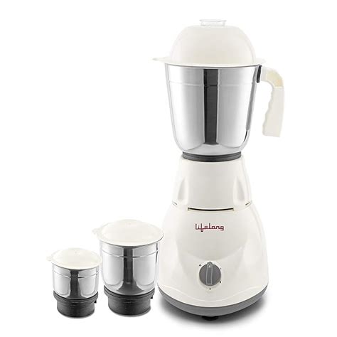 Buy Lifelong LLMG45 500W Mixer Grinder with 3 Jars, White, Grey Online ...