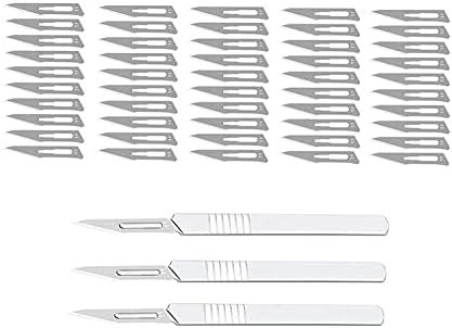 EUZA Carbon Steel Surgical Scalpel Blades No. 11-50 Pcs With 3 Handle ...