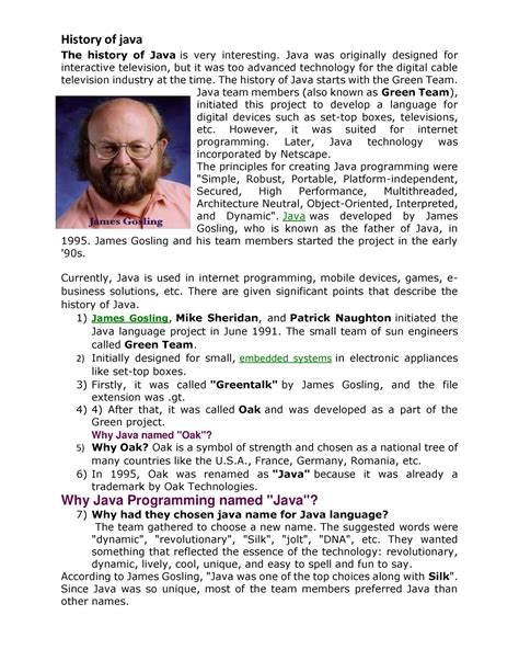 Java unit 1 - zxcvbnm - History of java The history of Java is very interesting. Java was ...